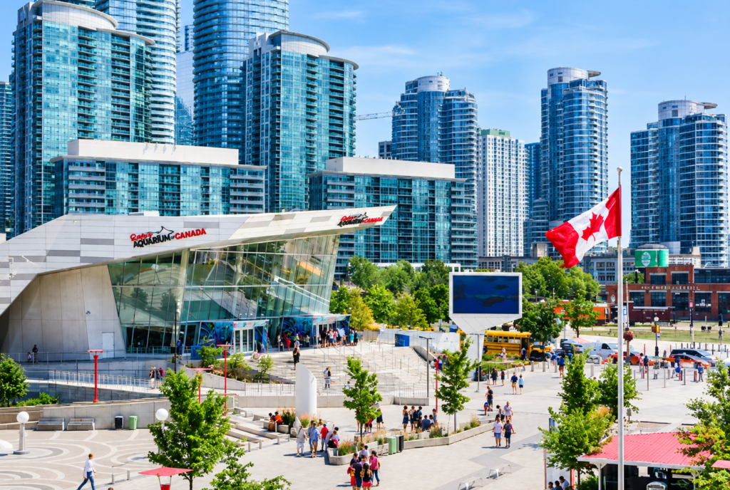 place urbaine devant l’aquarium de toronto